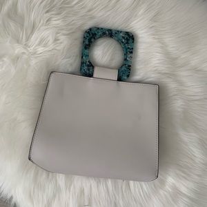Zara | Ivory structured bag with blue handles